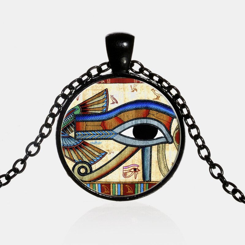 Eye Of Horus Gem Medál Nyaklánc Állítható Fém Lánc Kerek Üveg Női Ékszer Ajándékok