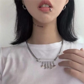 Harajuku Style Ins Hip-hop Temperament Pin Letter Nyaklánc Personality Star Clavicle Lánc Divatos Férfiaknak És Nőknek