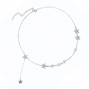 Lucky Star Choker Nyaklánc Eredeti Sterling Díszek S925 Ezüst Csillaggal Női Lányoknak