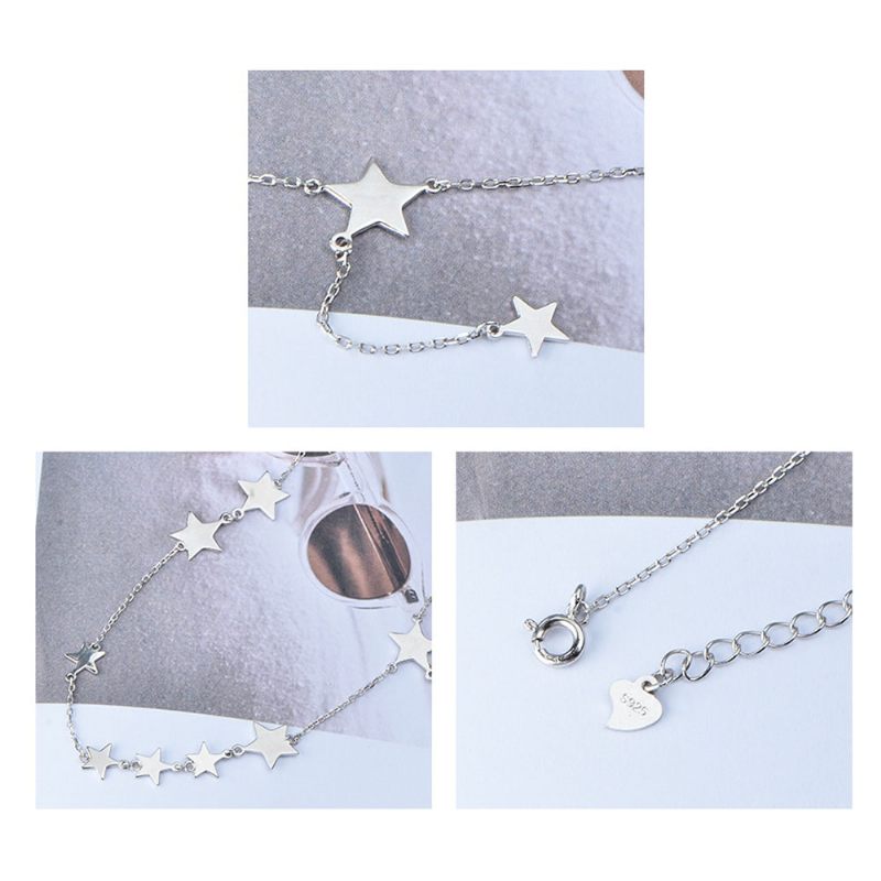 Lucky Star Choker Nyaklánc Eredeti Sterling Díszek S925 Ezüst Csillaggal Női Lányoknak