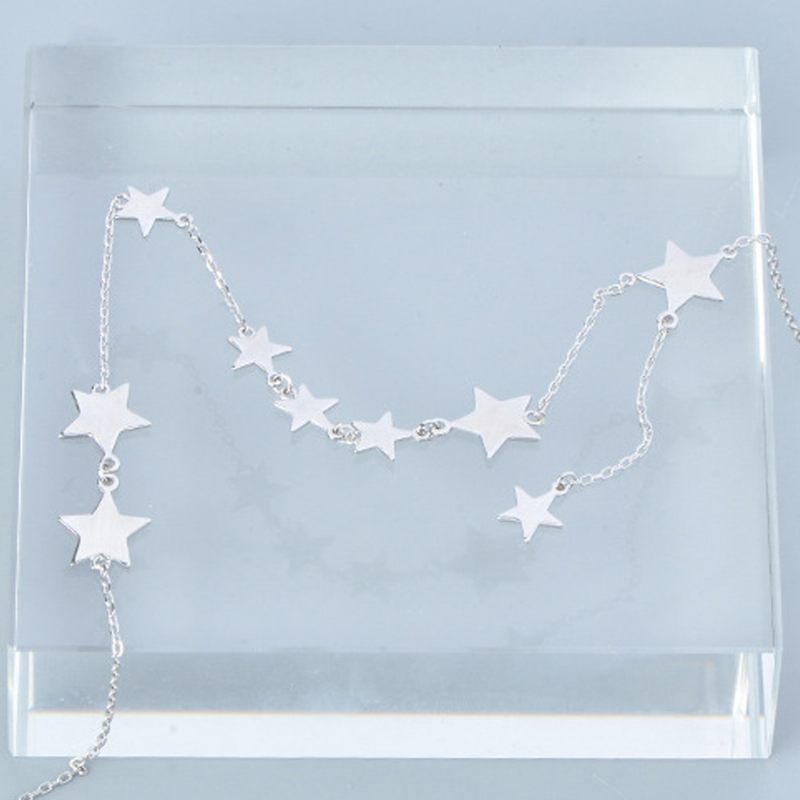 Lucky Star Choker Nyaklánc Eredeti Sterling Díszek S925 Ezüst Csillaggal Női Lányoknak