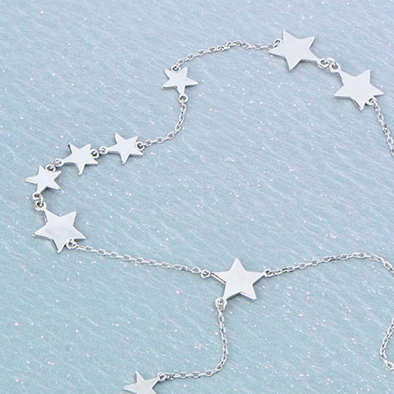 Lucky Star Choker Nyaklánc Eredeti Sterling Díszek S925 Ezüst Csillaggal Női Lányoknak