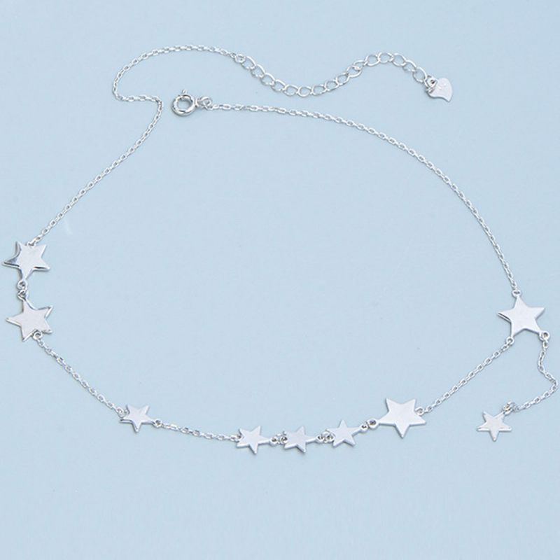 Lucky Star Choker Nyaklánc Eredeti Sterling Díszek S925 Ezüst Csillaggal Női Lányoknak