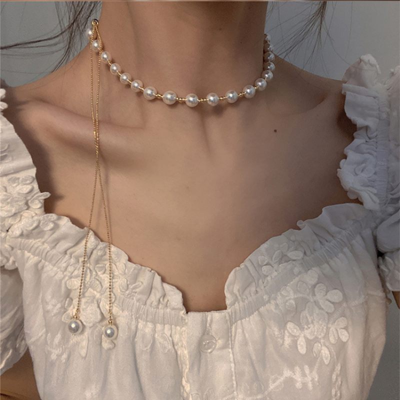 Női Pearl Kihúzható Exquisite Necklace Női Design Sense Choker Necklac