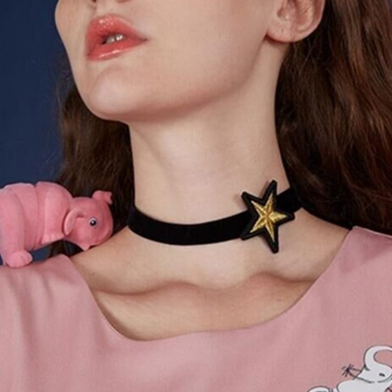 Punk Choker Nyaklánc Star Flanel Gallér