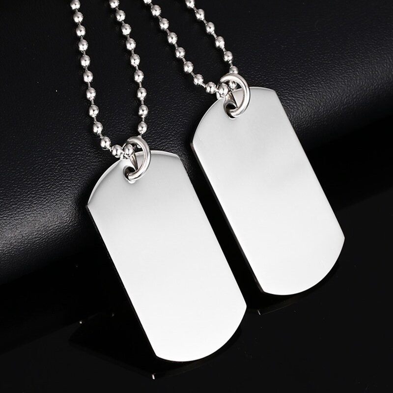 Rozsdamentes Acél Dupla Dog Tag Medál Nyaklánc Egyszerű Klasszikus Tiszta Színű Lánc Férfiaknak