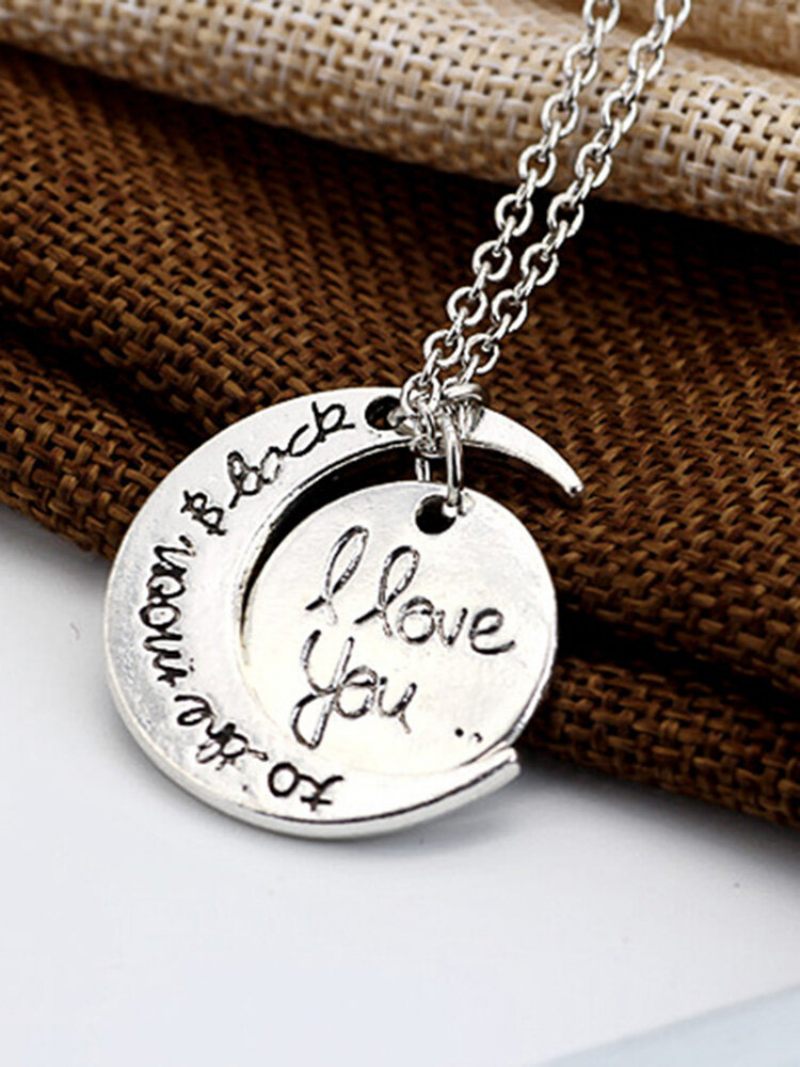 Trendi Fém Geometrikus Hold Love Necklace I You Letter Pendant