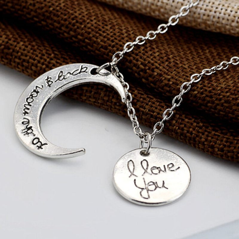 Trendi Fém Geometrikus Hold Love Necklace I You Letter Pendant