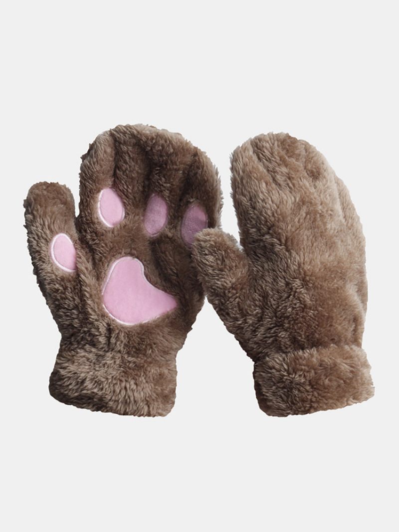 Cat Claw Gloves Félujjas Meleg Plüsskesztyű