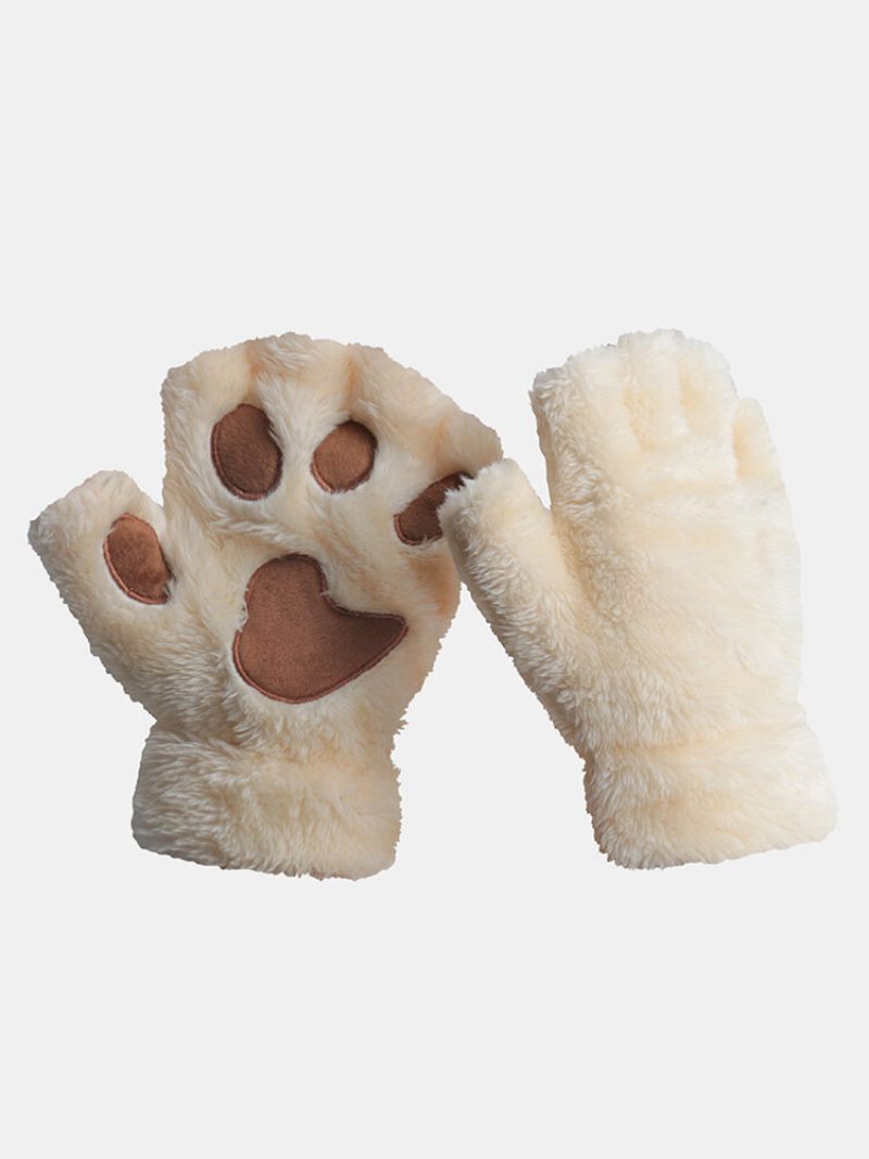 Cat Claw Gloves Félujjas Meleg Plüsskesztyű