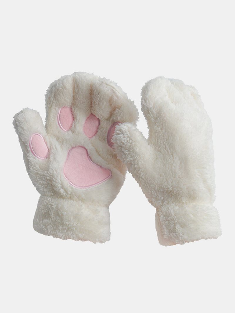 Cat Claw Gloves Félujjas Meleg Plüsskesztyű