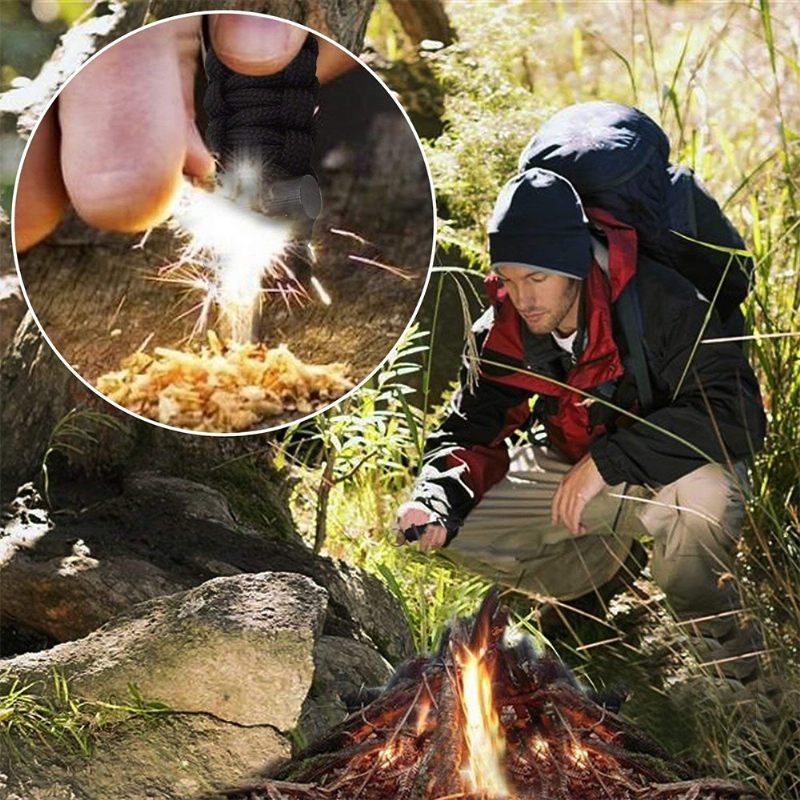 Paracord Karabiner Túlélő Kulcstartó Firestarter 2 Csomag Kültéri Felszerelés Túrázáshoz Kempingezéshez Vadászat Horgászathoz