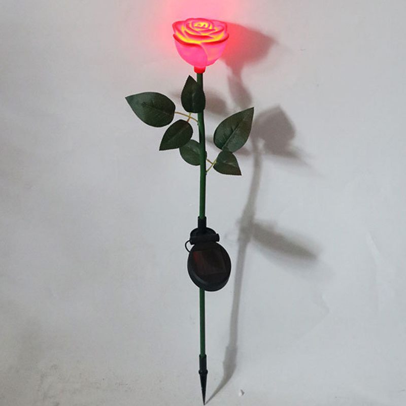 Led-es Napelemes Tájvilágítás Kültéri Udvari Kertek Vízálló Műanyag Rózsa Virágmintás Lámpái Solar Rose Pin Lámpa