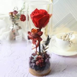 Üvegpalack Örök Rózsa Led Fénnyel Megőrzött Igazi Virág Romantikus Ajándék Szerelmes Valentin-napi Házassági Évfordulóra