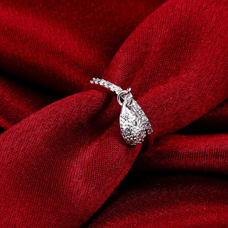 Yueyin Luxury Ring Elegáns Vízcsepp Medál Bojt Gyűrű