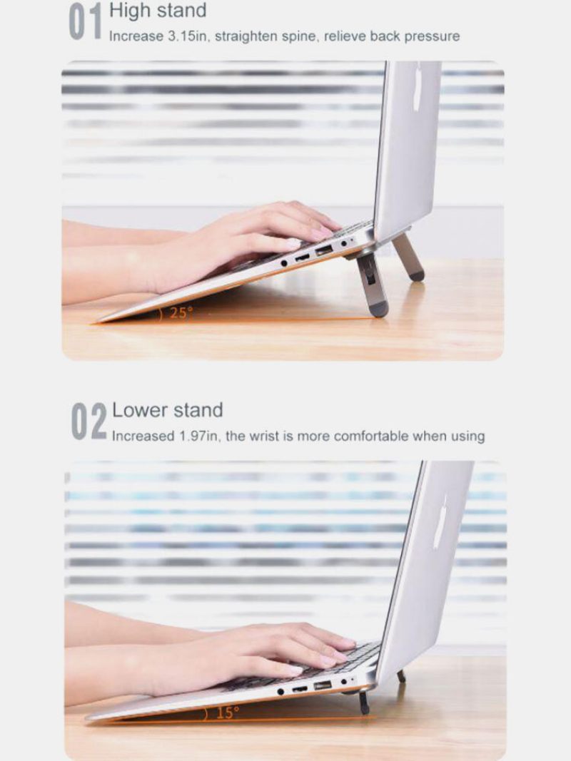 1 Pc Fém Összecsukható Laptop Állvány Csúszásmentes Asztali Hordozható Notebook Tartó Hűtőkonzol Minden Táblagép Tartozékhoz