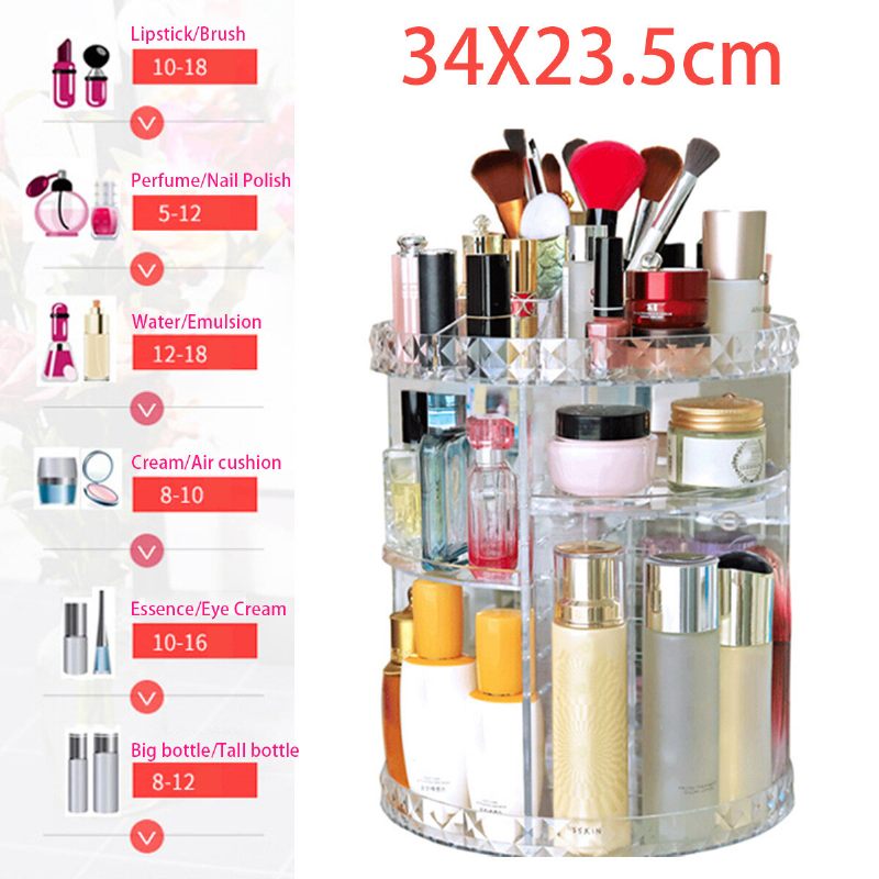 6 Állítható Réteg Sminkrendező 360 Fokban Forgatható Comestic Tárolódoboz Ajándék Kozmetikai Rúzsokkal Parfümökkel