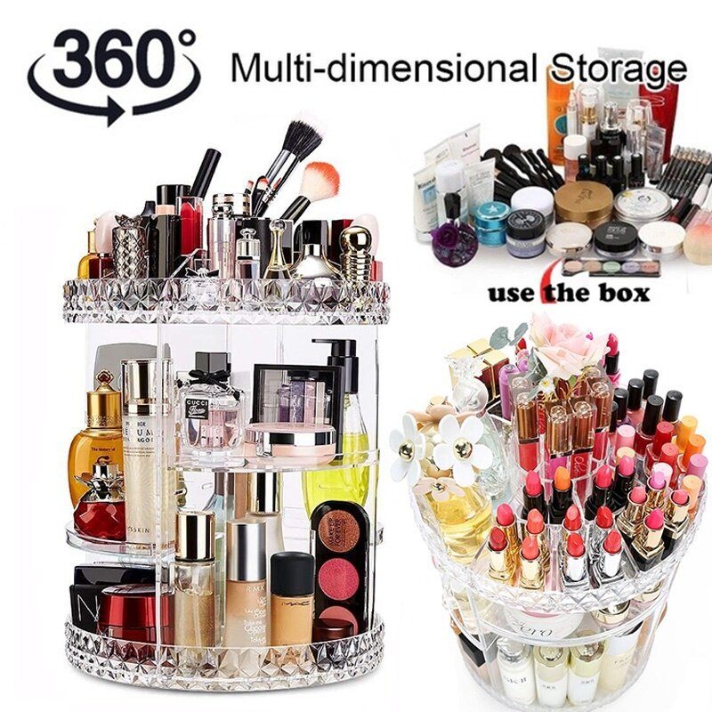 6 Állítható Réteg Sminkrendező 360 Fokban Forgatható Comestic Tárolódoboz Ajándék Kozmetikai Rúzsokkal Parfümökkel