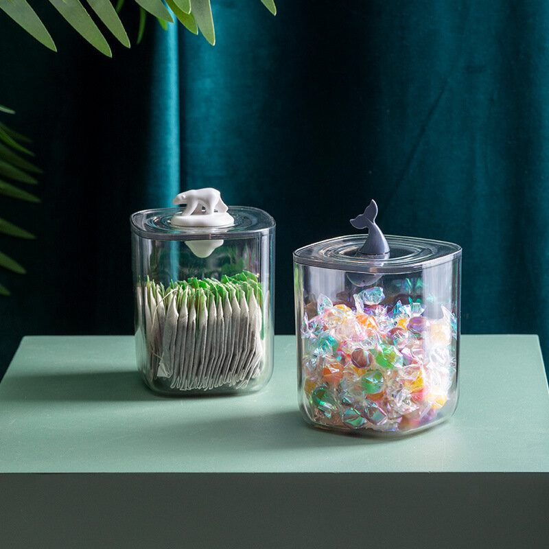 Asztali Tárolódoboz Műanyag Átlátszó Fedéllel Porálló Kreatív Állati Apró Törmelék Snack