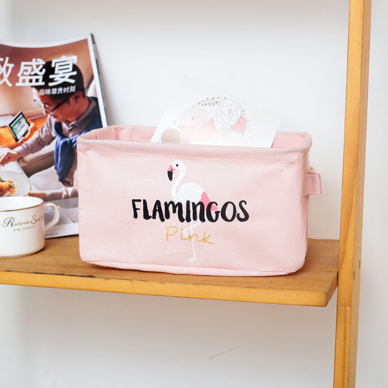 Pamutvászon Összecsukható Flamingo Sorozatú Asztali Tárolódoboz