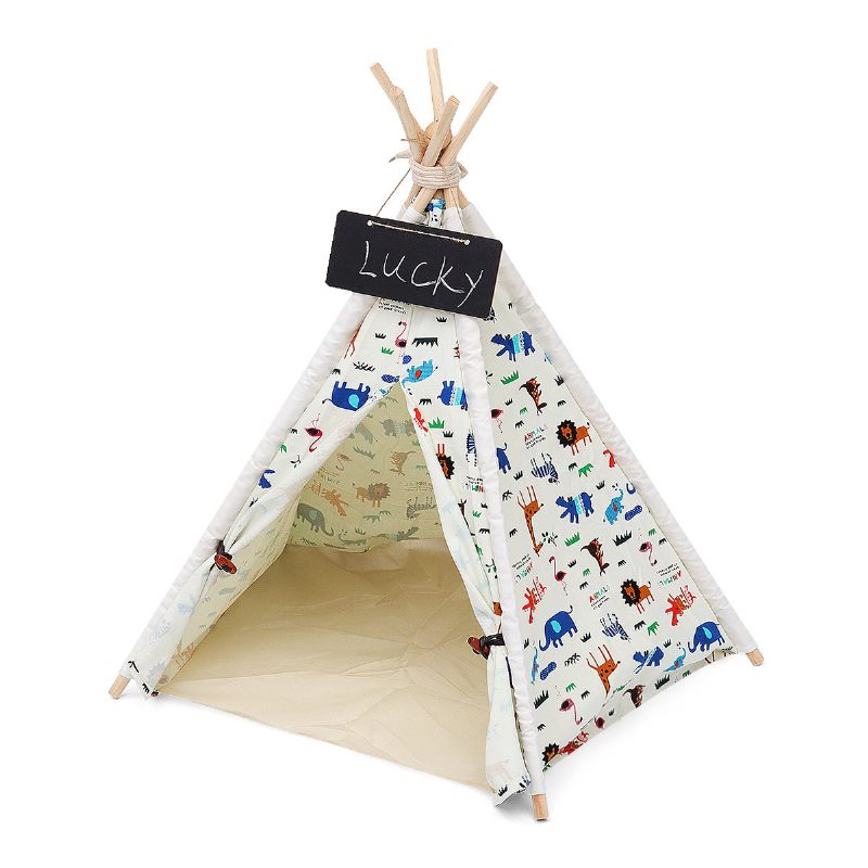 Háziállatok Teepee Sátor Kutyák Otthon Vászon Játszóház Tipi Kültéri Beltéri