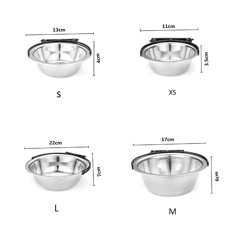 Kisállatkutya Kölyökkutya Rozsdamentes Acél Lógó Eledel Vizestál Etető Láda Ketrechez