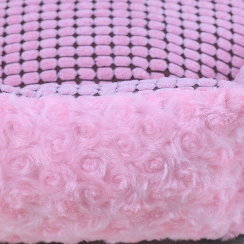 Pink Rose Velvet Pet Sleeping Bed Bed Kennel Dog Cat Téli Ágy Párna Szőnyeggel