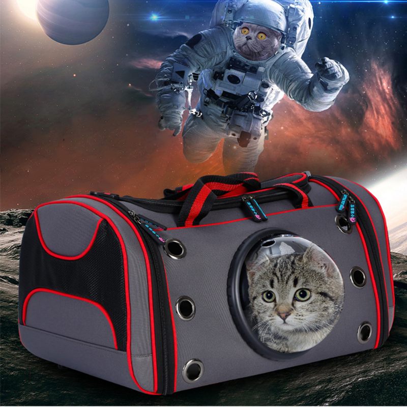 Space Pet Bag Hordozható Egy Vállas Messenger Légáteresztő Hátizsák Hordozó Kutya Macska Átlátszó Kiskutya Utazó Ketrece