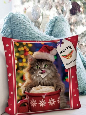 1 Db Karácsonyi Fesztivál Stílusú Macskamintás Hálószoba Kanapé Autós Nappali Párnahuzat Díszpárnahuzat