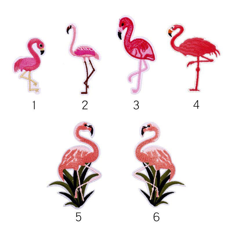 1 Db Piros Fehér Hímzés Flamingó Ruha Paszta / Barkács Ruházati Dekorációs Kiegészítők Tapasz