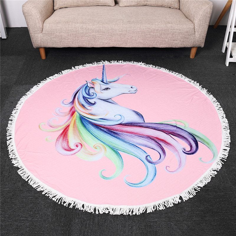 150 cm-es Unicorn Strand Bojt Törölköző Hippie Kerek Gobelin Takaró Ágytakaró