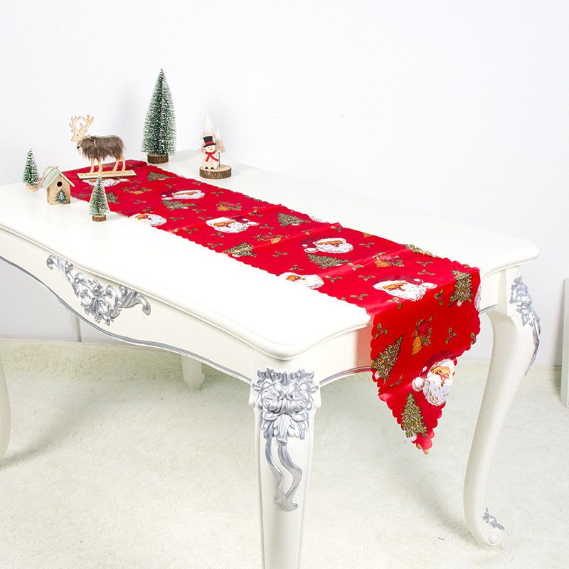 180*35cm Európai Karácsonyi Dekoráció Hímzés Asztali Zászló Otthoni