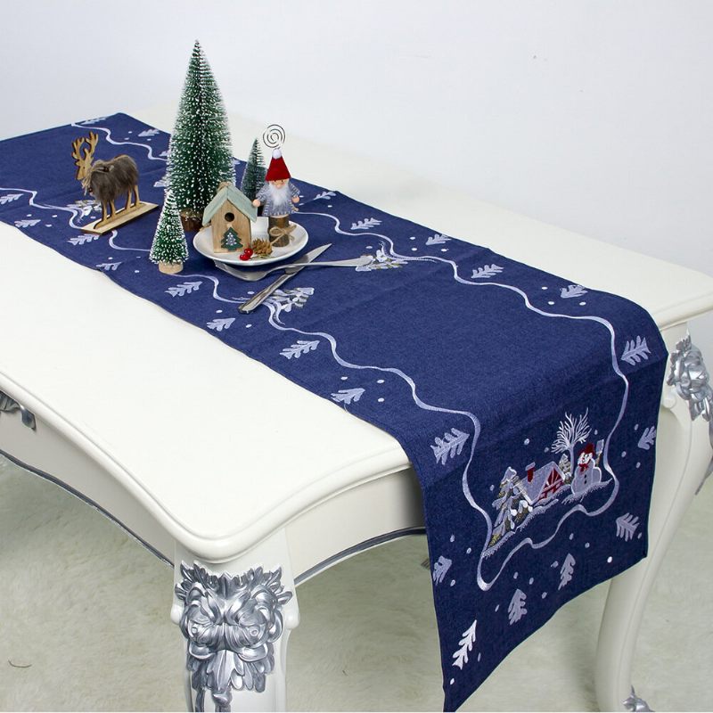 180*40cm Európai Karácsonyi Dekoráció Hímzés Asztali Zászló Otthoni