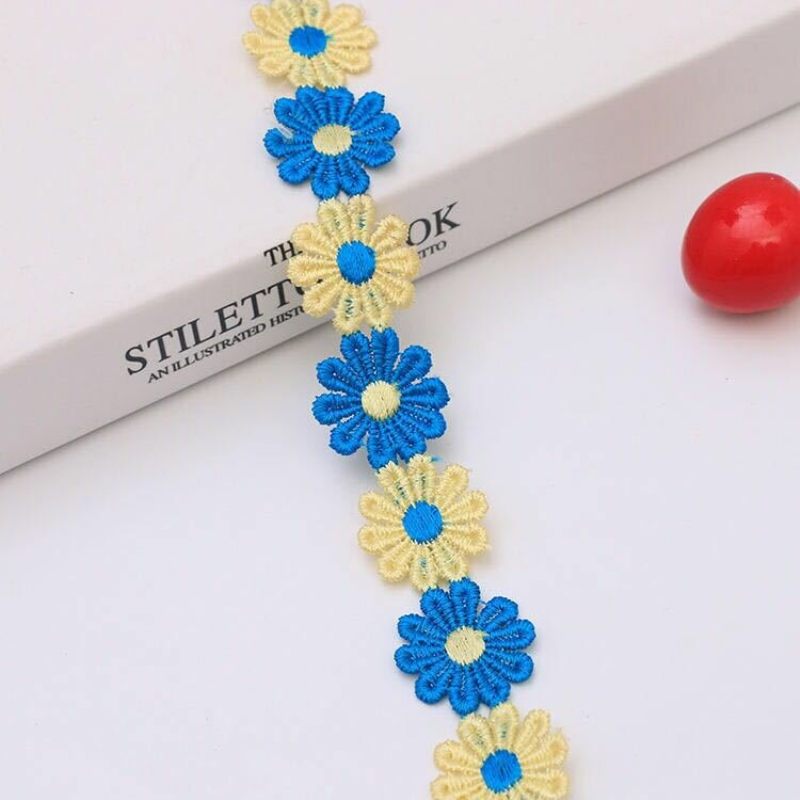 2.5 cm Többszínű Csipke Kis Virág Barkács Kézzel Készített Kiegészítők Alapanyagok Ruhák Szövet
