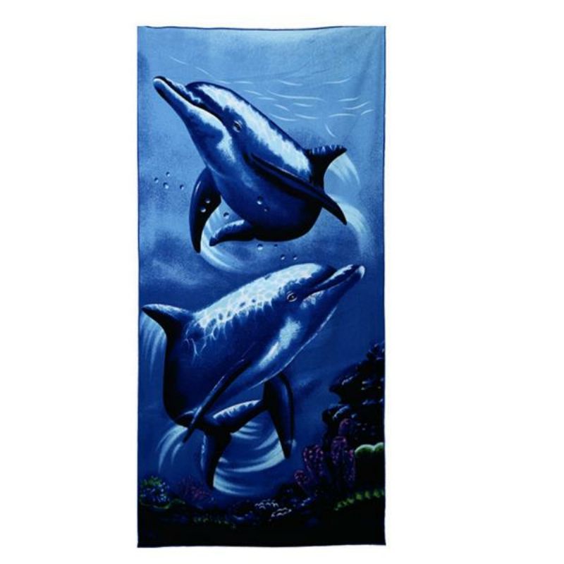 70x150 cm Kék Delfin Pingvin Nyomat Nedvszívó Mikroszálas Strandtörölközők Gyorsan Száradó Fürdőlepedő