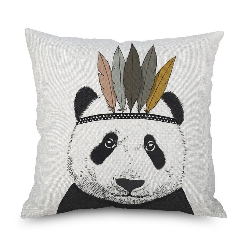 Akvarell Panda Printing Vászon Pamut Párnahuzat Otthoni Kanapé Autó Párnahuzatok