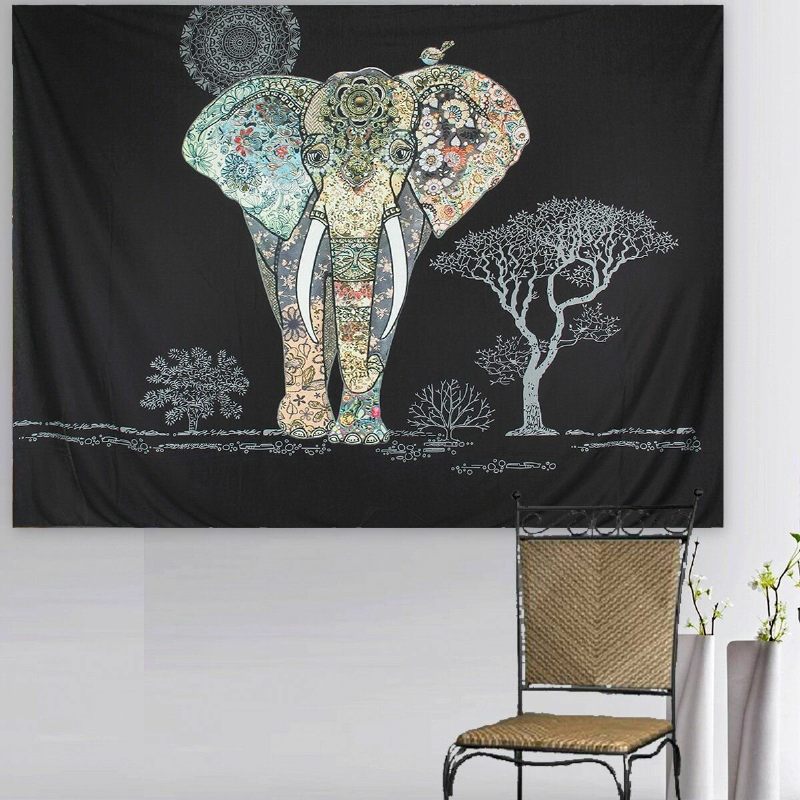 Elefánt Indiai Mandala Strandtörölköző Falra Akasztható Gobelin Bohemian Szőnyeg Hálófedő