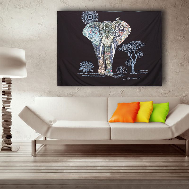 Elefánt Indiai Mandala Strandtörölköző Falra Akasztható Gobelin Bohemian Szőnyeg Hálófedő