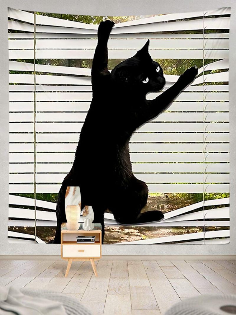 Fekete Macska Mintás Gobelin Art Lakásdekoráció Nappali Hálószoba Dekoráció