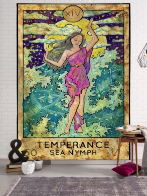 Goddess Mermaid Tarot Minta Plüss Szövet Gobelin Strandtörölköző Otthoni Falra Akasztó Művészi Dekor