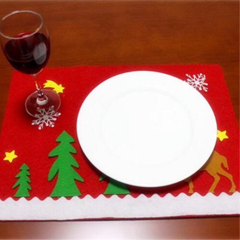 Karácsonyi Parti Vacsora Étkészlet Mat Pad Dish Bowl Villa Téralátét Futóasztal Dekoráció