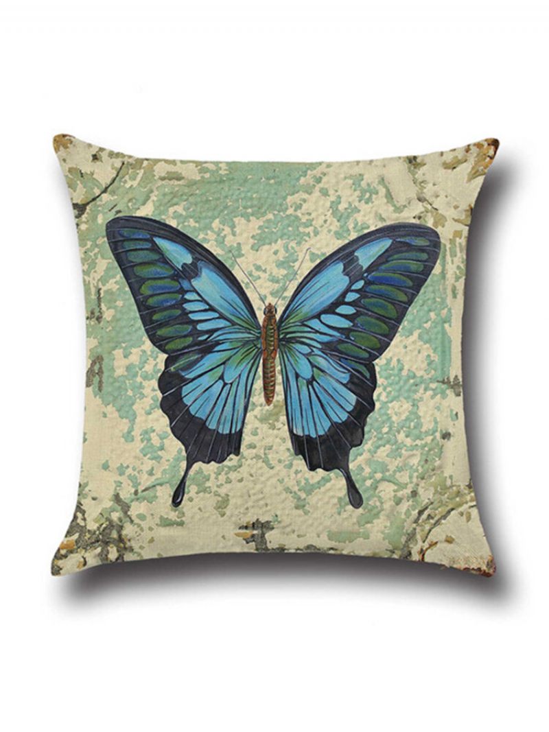 Len Párnahuzat Vintage Butterfly Otthoni Dekoratív Dőlt Párna Párnahuzatok
