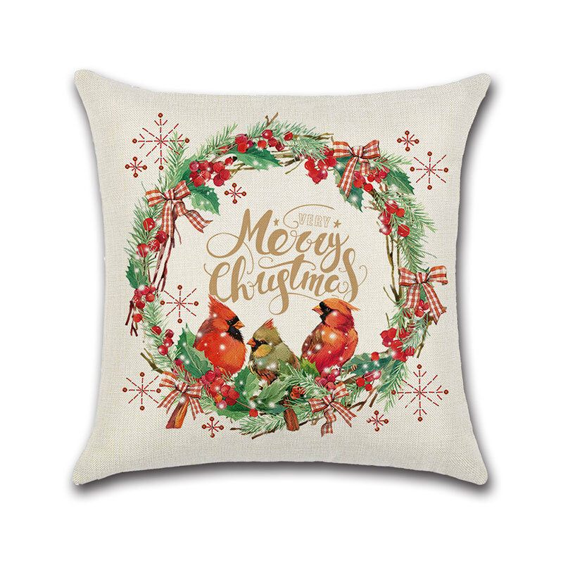 Retro Merry Christmas Mikulás Mintás Vászon Párnahuzat Otthoni Kanapé Puha Párnahuzatok Art Decor