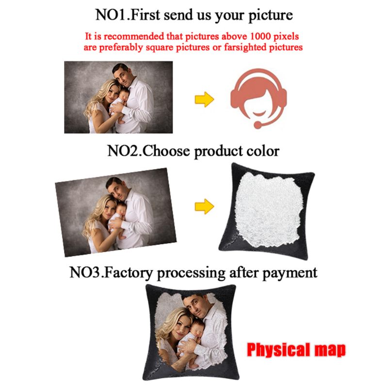 Sequin Magic Pillow Creative Flash Home Gift Support Testreszabott Képek 16 Hüvelykes Párnamag Nélkül