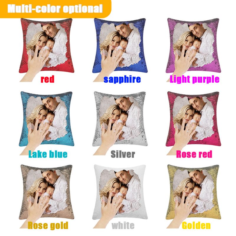 Sequin Magic Pillow Creative Flash Home Gift Support Testreszabott Képek 16 Hüvelykes Párnamag Nélkül