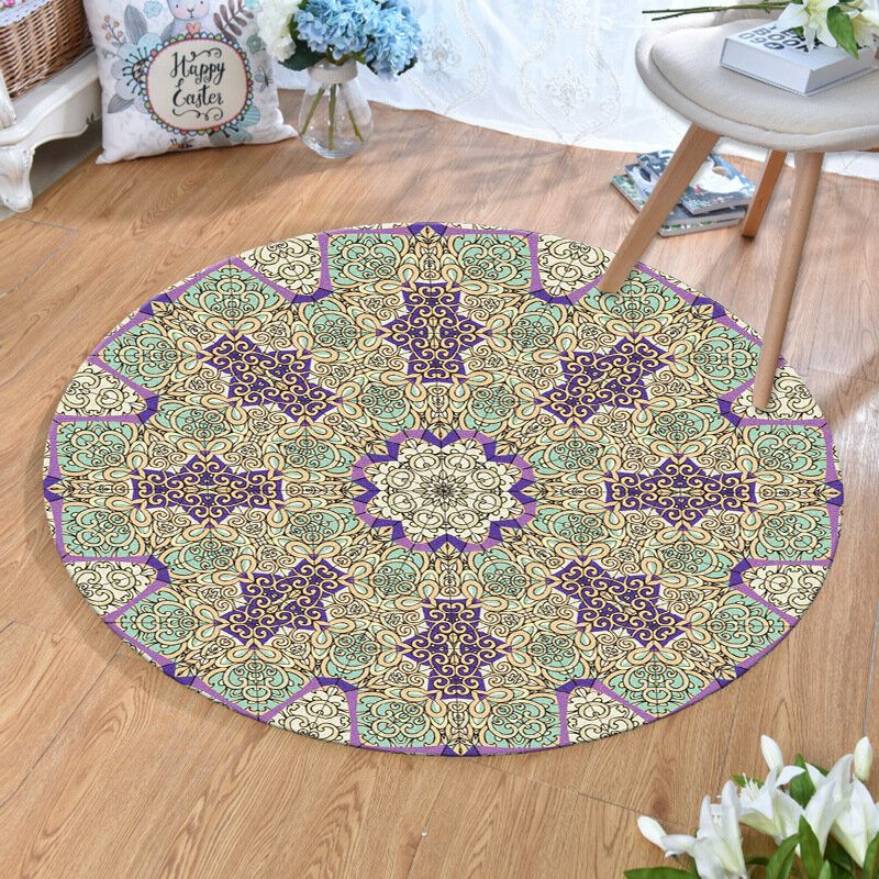 Vintage Török Cseh Mandala Kerek Vékony Lapos Szőnyeg Otthoni Hálószoba Mosható Szőnyegek Art Decor