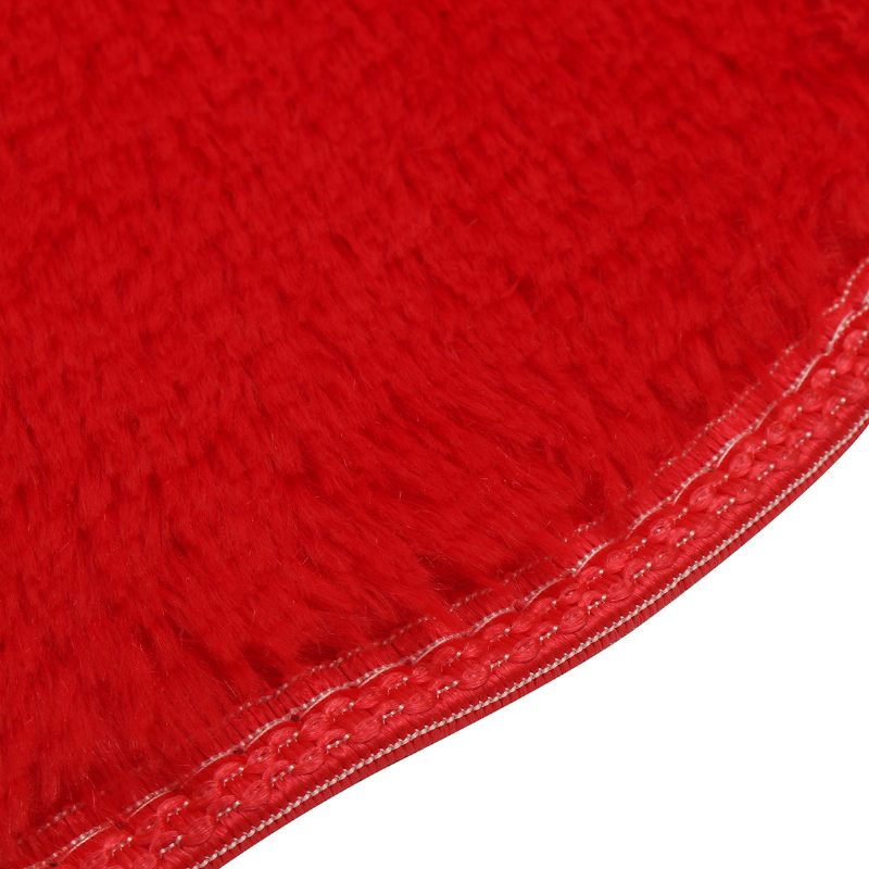 Vörös Kerek Bozontos Szőnyeg Hosszú Hajú Műszőrme Dekoratív Luxus Szőnyegszőnyeg