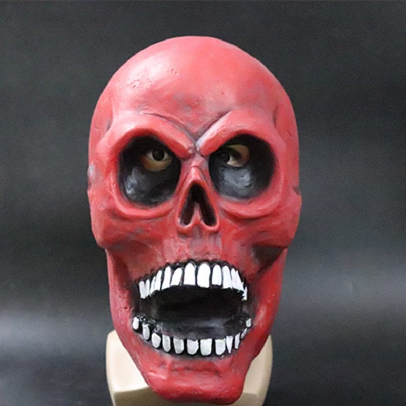 Deluxe Újdonság Halloween Jelmez Latex Fejmaszk Skull Head Red