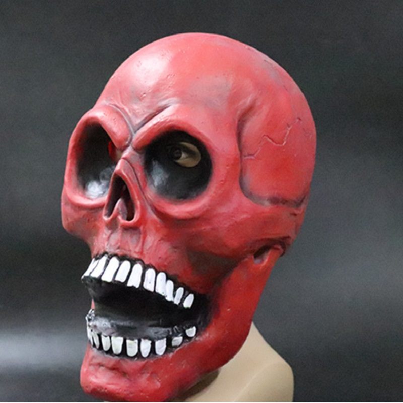 Deluxe Újdonság Halloween Jelmez Latex Fejmaszk Skull Head Red