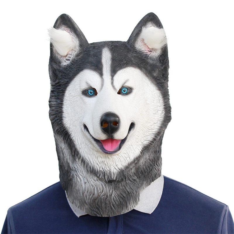 Halloween New Dog Animal Mask Party Dance Bar Wolf Dog Latex Fejfedő